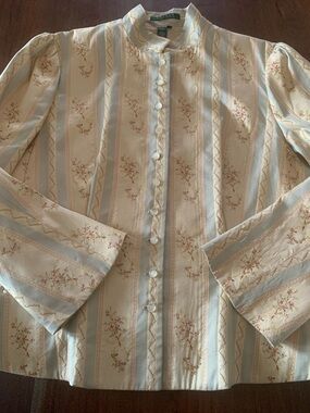 Vintage Lauren Ralph Lauren Silk Brocade Floral Blazer, Sz XL